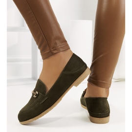 Green Aniria flat-heel loafers khaki 1