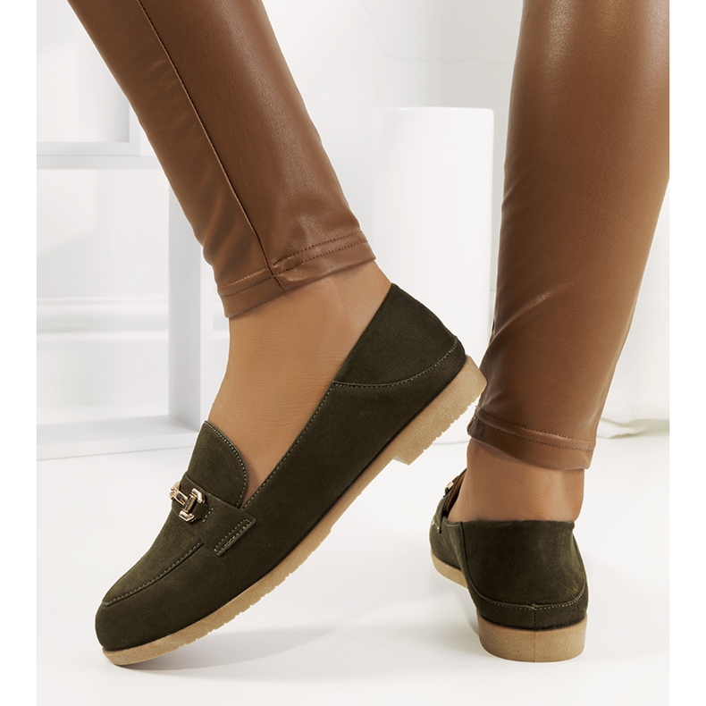 Green Aniria flat-heel loafers khaki 1