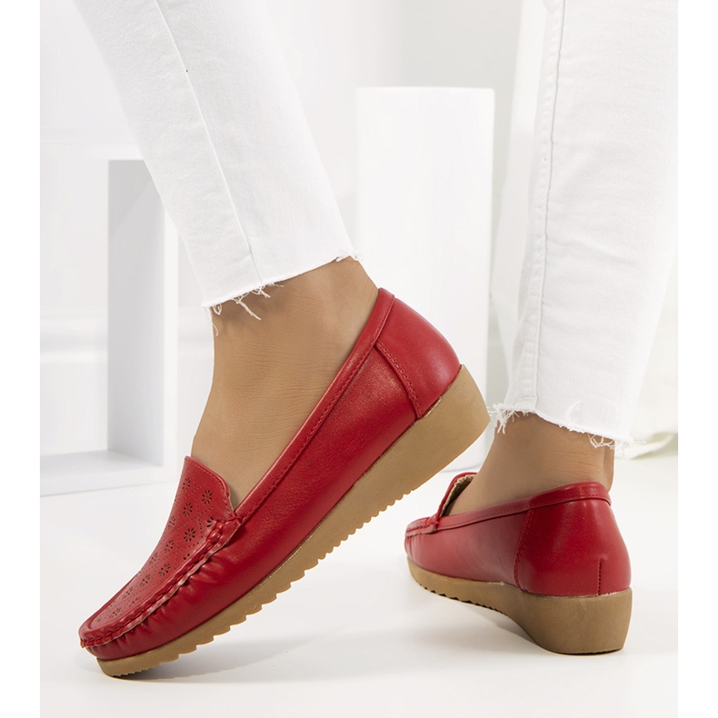 Wendy's red wedge heel loafers 1