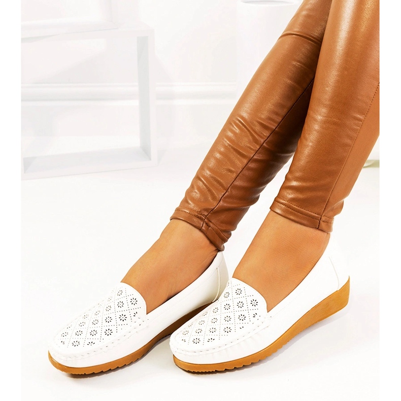 Wendy's white wedge heel loafers 1