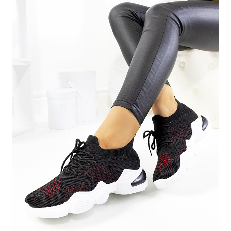 Black and red sports sneakers from Daniela 1