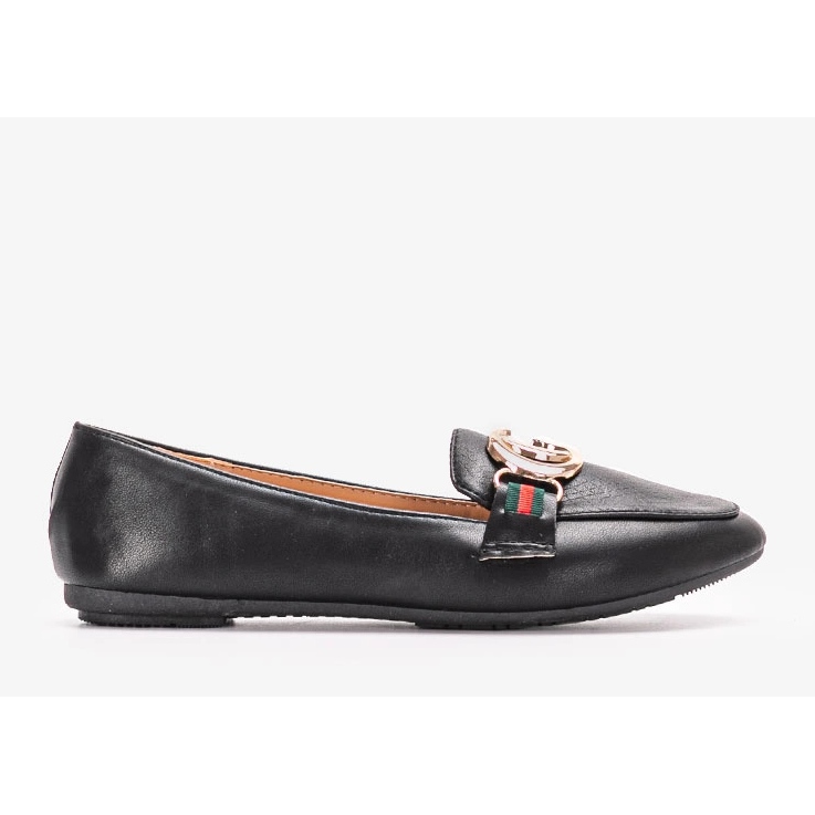 Black loafers with a gold Dreyer buckle 1