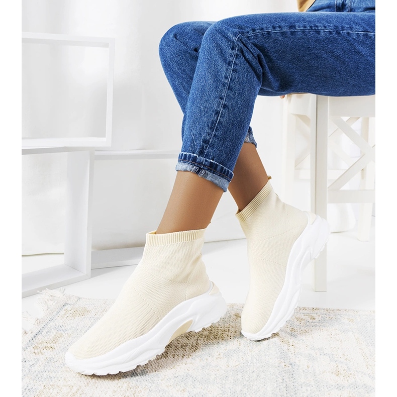 Beige high-top sneakers 1 Beige high-top sneakers 1