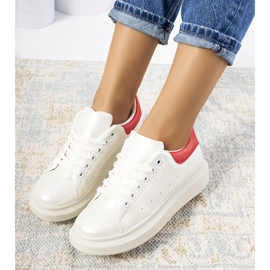 White pearly women's Neera sneakers red 1