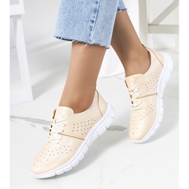 Enid Gold Holographic Trainers beige golden 1