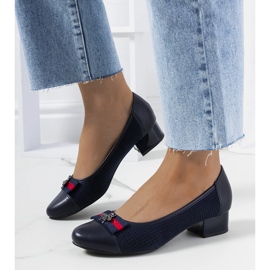 Seema navy blue openwork pumps 1
