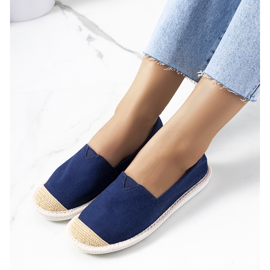 Navy blue 2024 espadrille flats