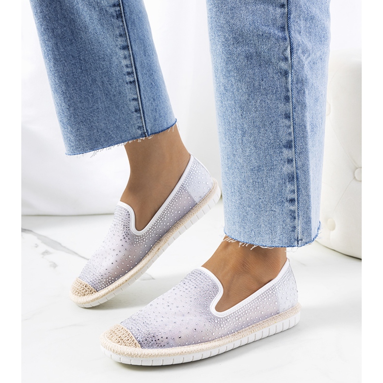 White espadrilles with Punter cubic zirconia 1