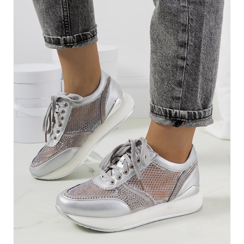 Silver sneakers with mesh from Ilkay 1