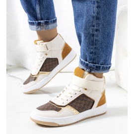 Beige ankle-high sneakers from Emmers white brown golden yellow 1 Beige ankle-high sneakers from Emmers white brown golden yellow 1