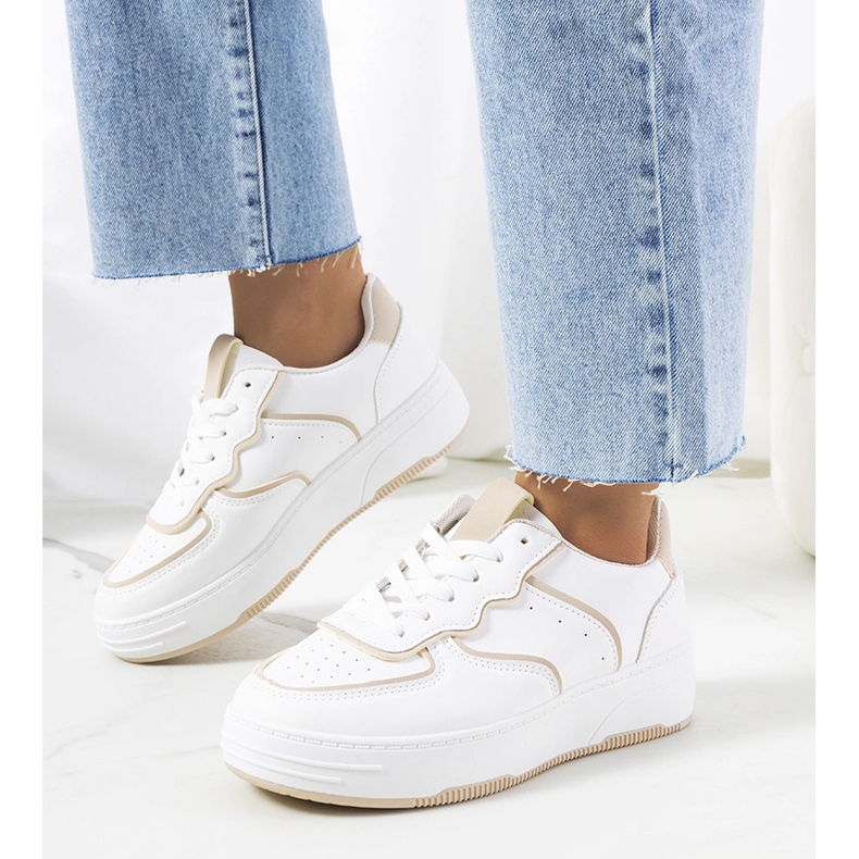 White and beige women's Bieke sneakers 1 White and beige women's Bieke sneakers 1