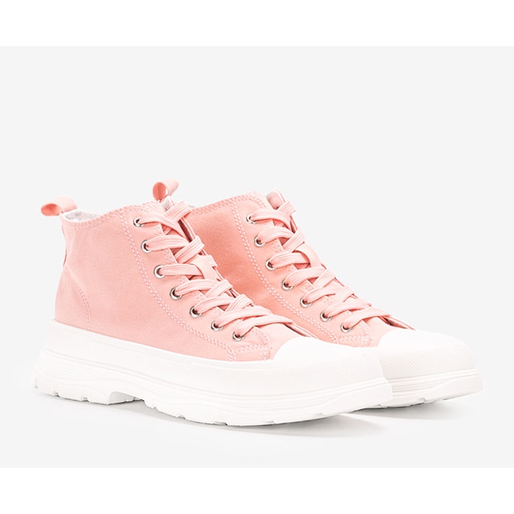 Pink ankle-high sneakers with Cherryl platform 1