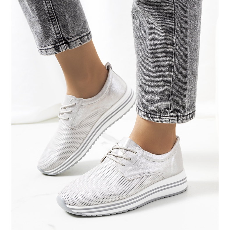 Serra silver leather sneakers 1