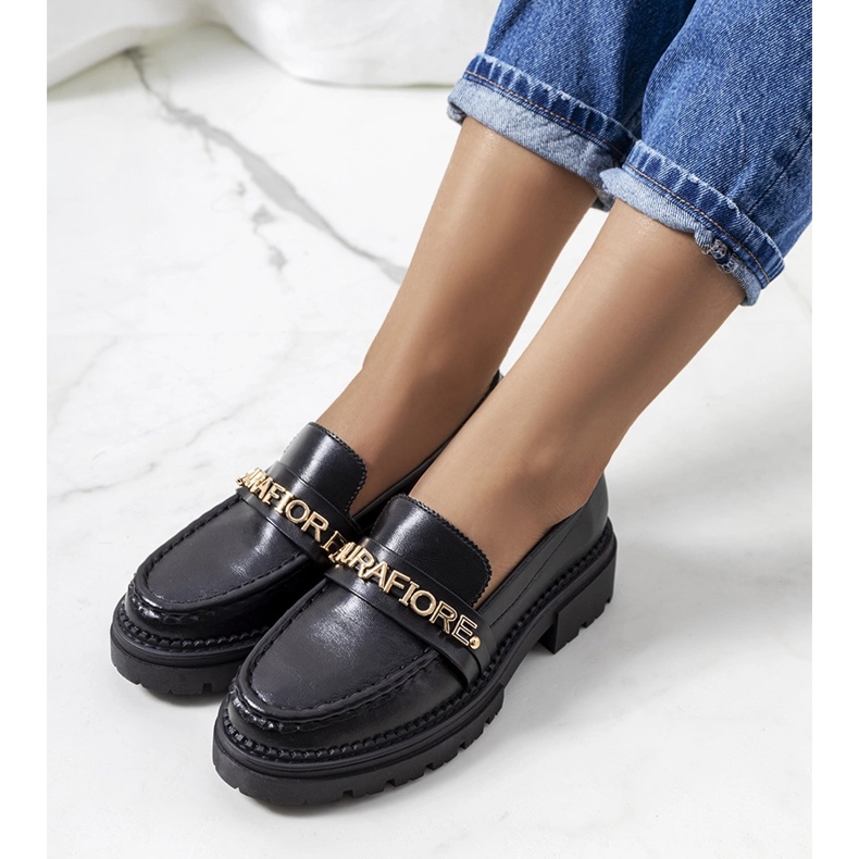Black loafers on a high Louelle sole 1 Black loafers on a high Louelle sole 1