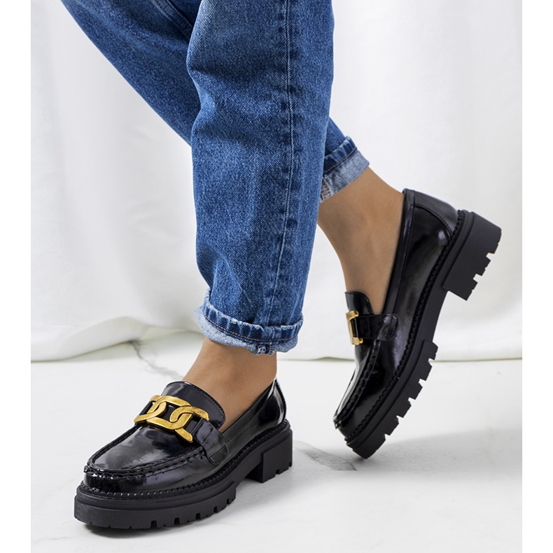 Black moccasins on a high Dorland sole 1