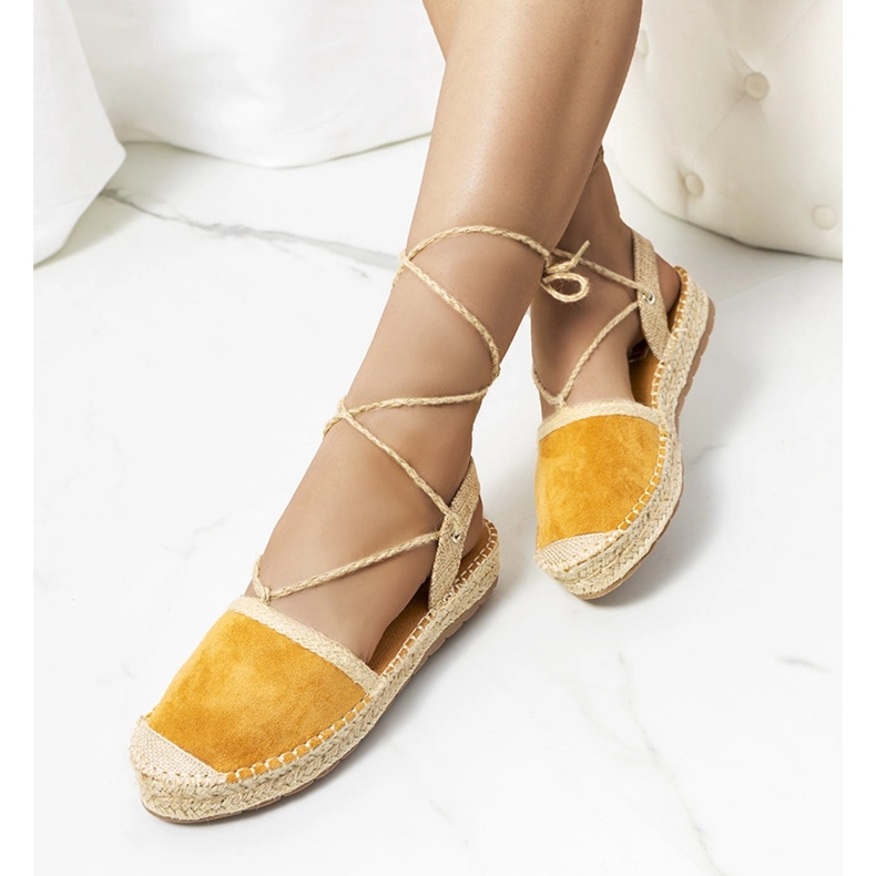 Gianne's brown tied espadrilles beige 1
