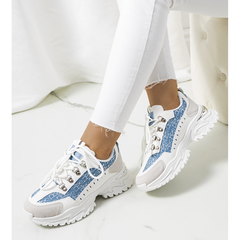 White and blue women's sneakers from Remmers 1