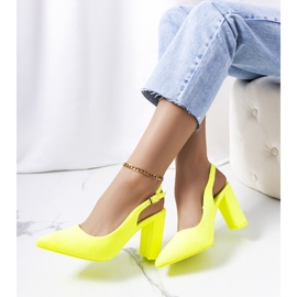 Leest yellow neon pumps with an open heel 1