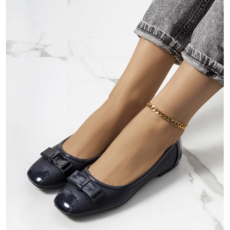 Inna Rikke navy blue shiny ballerinas 1