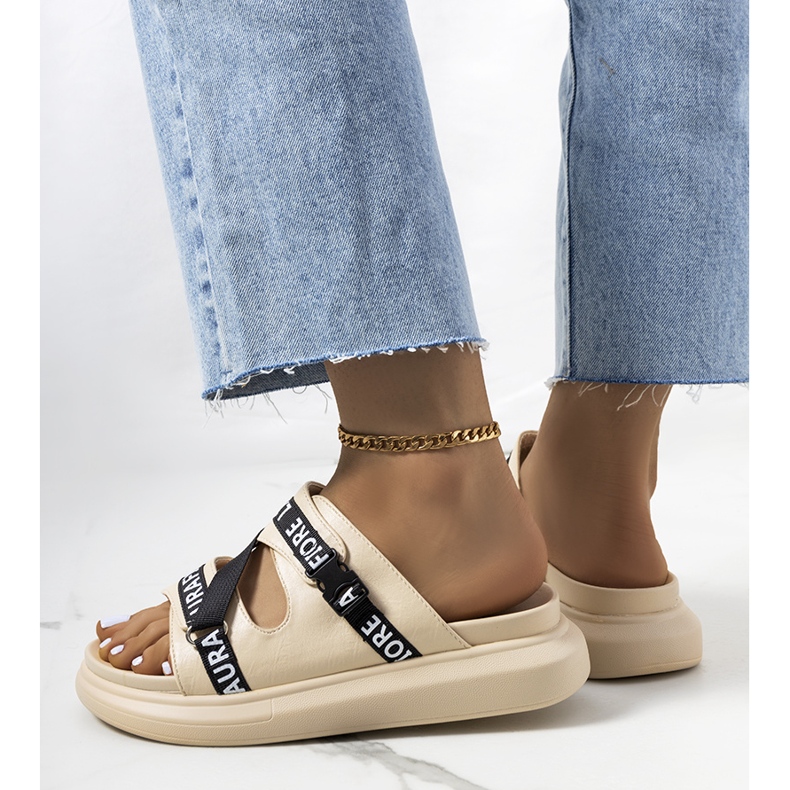 BM Beige slippers on the Kogil platform 1