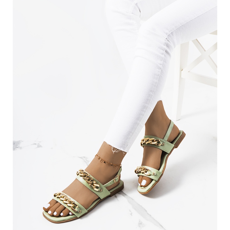 Green sandals with Withers chains 1