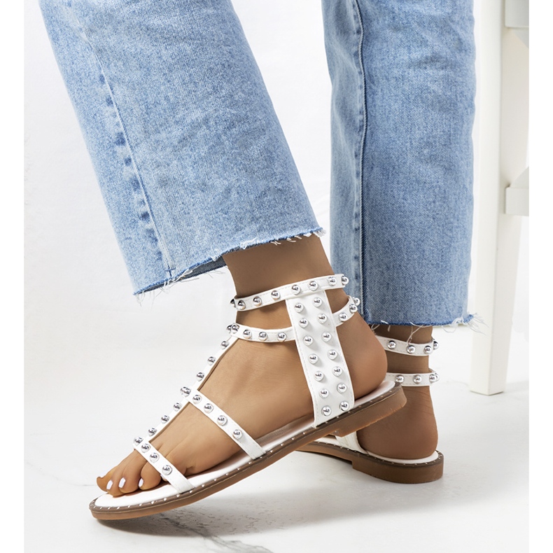 White sandals with Kabor studs 1