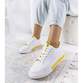 Women's white Lintula sneakers yellow 2
