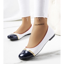 Petra women's white ballerinas navy blue 1 Petra women's white ballerinas navy blue 1