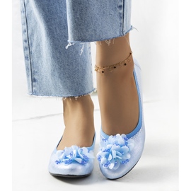 Blue metallic duff ballerinas 1