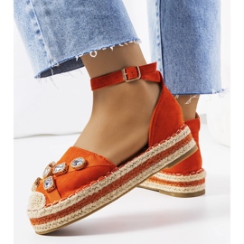 Orange espadrilles with Taimi cubic zirconia 1