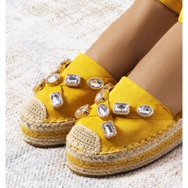 Yellow espadrilles with Taimi cubic zirconia 1
