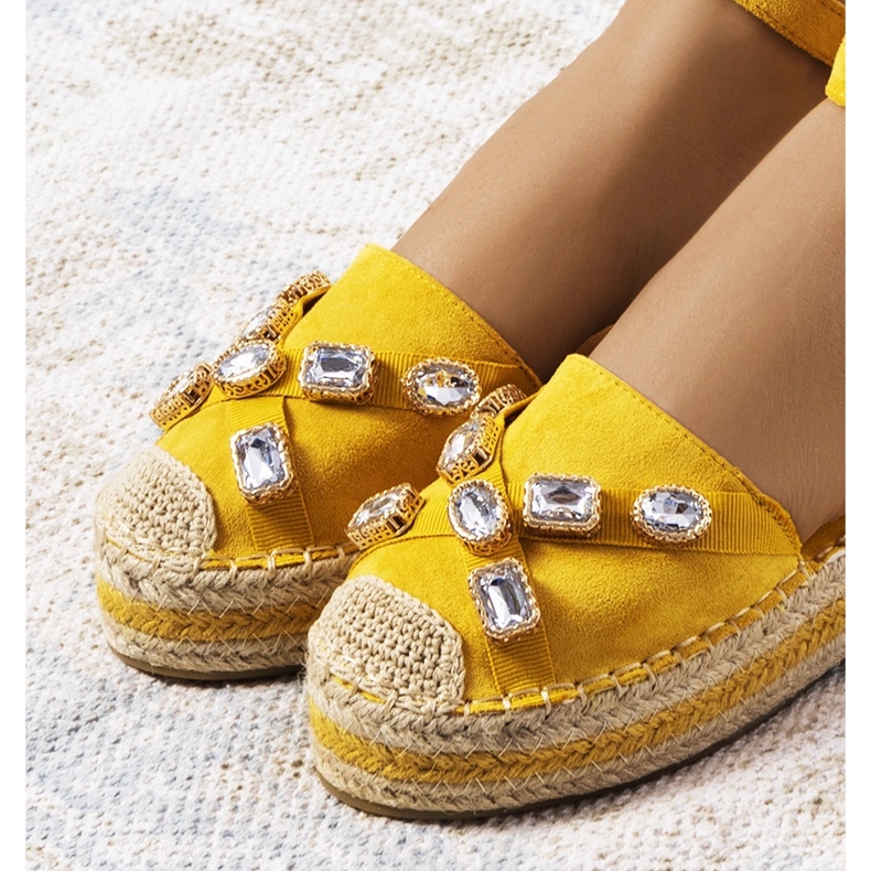 Yellow espadrilles with Taimi cubic zirconia 1