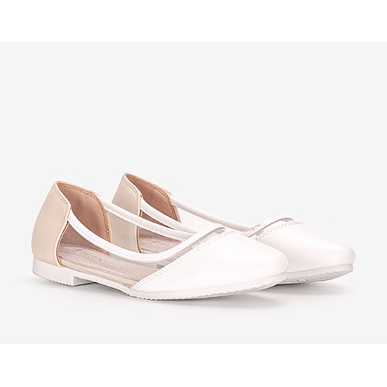 White semi-transparent Juva children's ballerinas beige 1