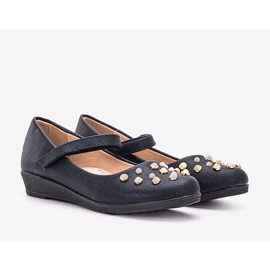 Children's navy blue ballerinas with Silva pearls 2