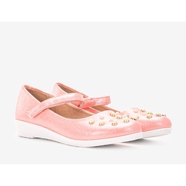 Children's pink ballerinas with Silva pearls 1