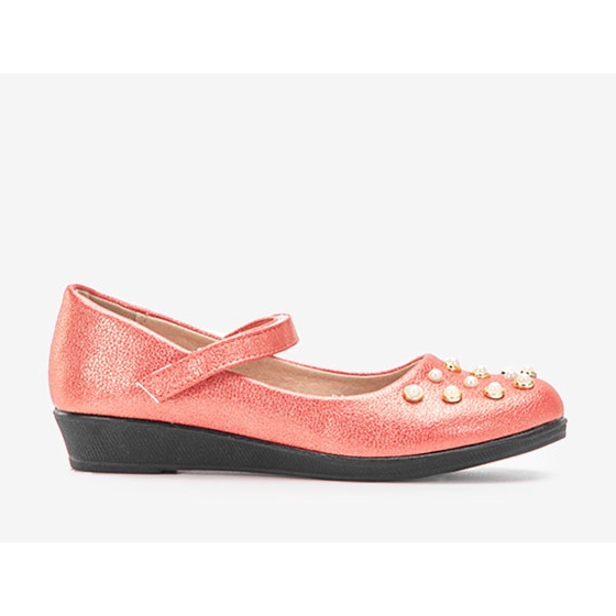 Children's red ballerinas with Silva pearls 2