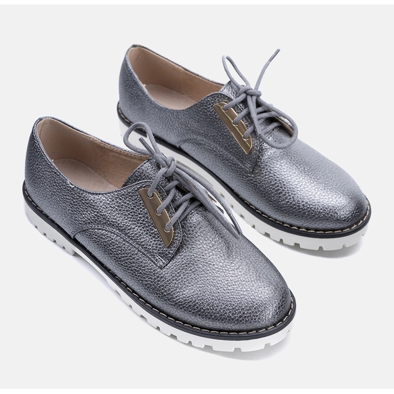 Gray shiny shoes for children Runa grey 1 Gray shiny shoes for children Runa grey 1