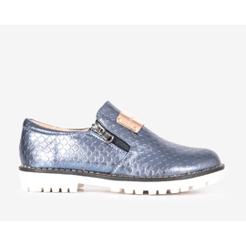 Kids Virton blue metallic brogues 1