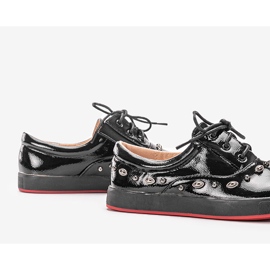 Fatna black lacquered sneakers for kids 1