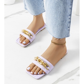Violet elegant slippers with a Cherell chain purple 1