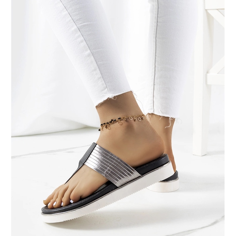 Black metallic Murilo slippers 1 Black metallic Murilo slippers 1