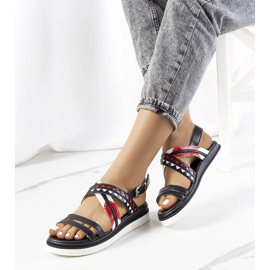 Black and red women's sandals from Doren white 1