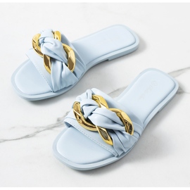 Blue slippers with Tahan chain 1
