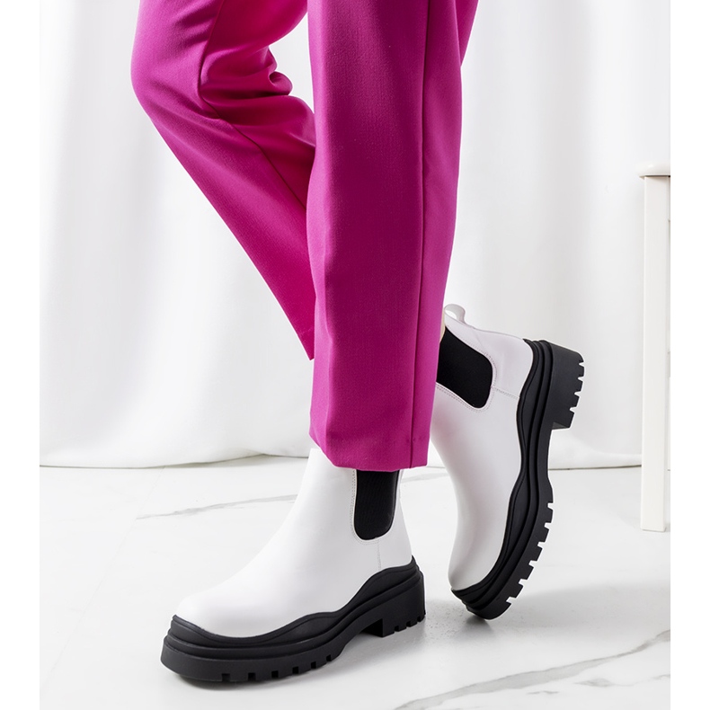 White boots on a high Wekey sole 1