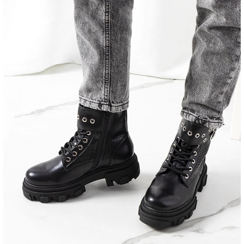 Black ankle boots with a trapper sole from Rubeo 1