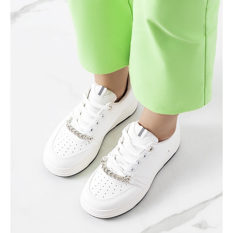 White Kelliher chain sneakers 1
