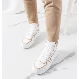 White Rosed ankle sneakers beige 1