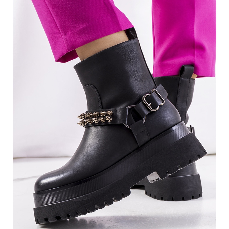 Black boots with studs Aneta 1