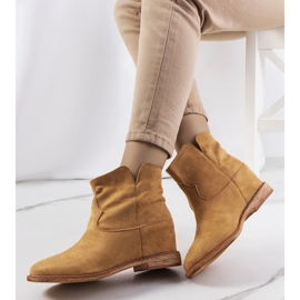 Dark beige ankle boots with a covered wedge from Zoki 1