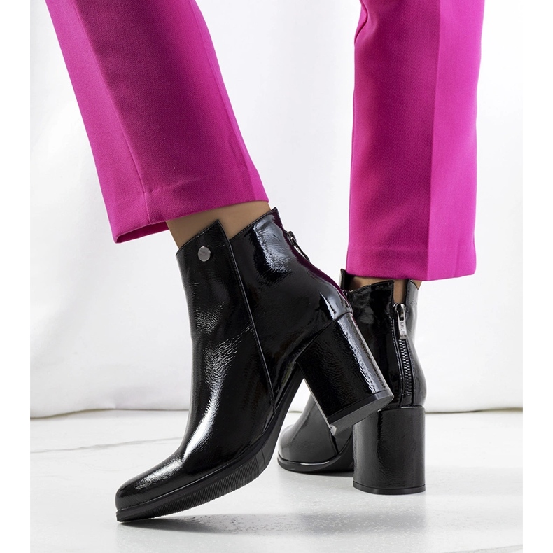 Black patent leather Goldcrest boots 1